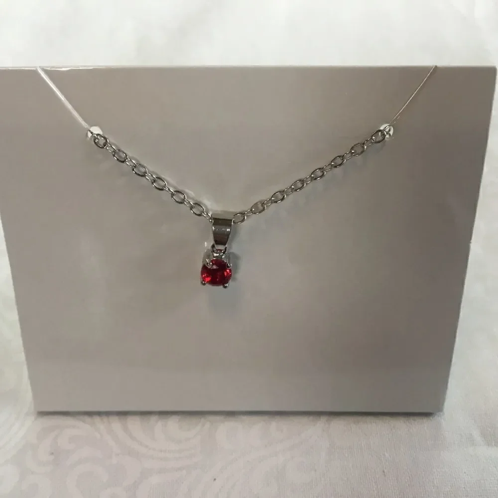 EFFY Brand Silvertone Necklace w/Red Stone